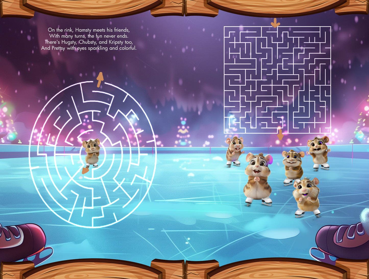 Free Printable Maze - Page from the Book - Winter in HamstyLand : Rhymes and Mazes