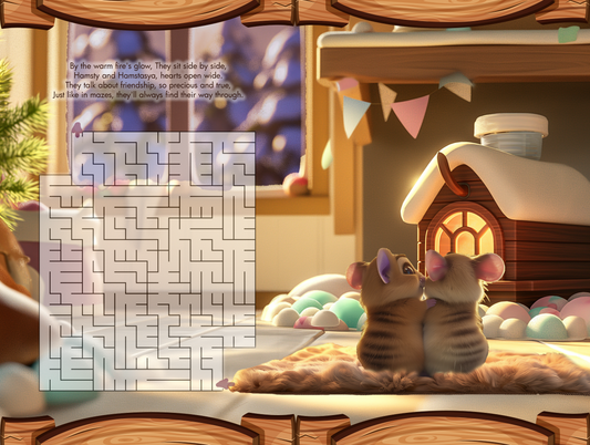 Free Printable Maze - Page from the Book - Winter in HamstyLand : Rhymes and Mazes